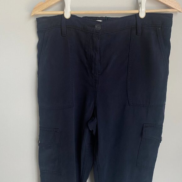White Stuff Arlo Tencel Cargo Trouser Pant Dark Navy Size 8R - Picture 5 of 14